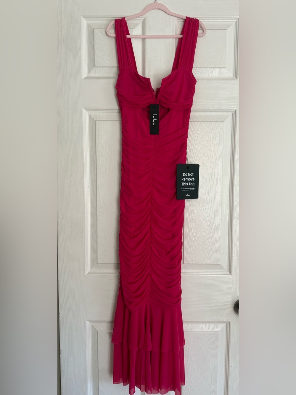 Lulu's Bold Fuchsia Ruched Maxi Dress